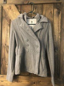 Roxy Women's Juniors Medium -Hooded Peacoat/Sweater Style - Grey